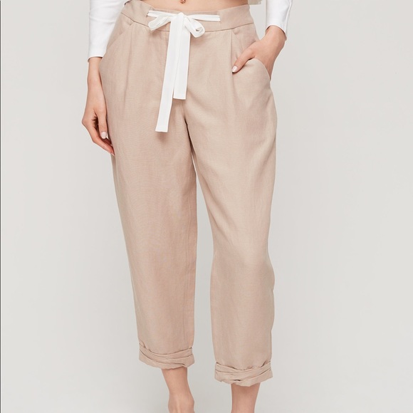 Aritzia Allant linen pants Wilfred pants in Nutmeg - Picture 4 of 16